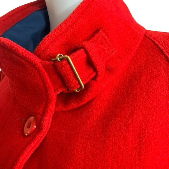 Woolrich Woman USA Made Red Wool Coat Large Funnel Neck Buckle Vintage 30328 - Picture 6 of 16
